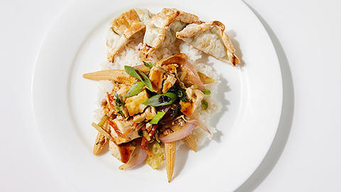 plated asian inspired tofu entree