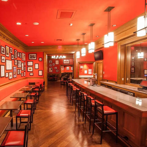 interior shot of pub with tables and bar