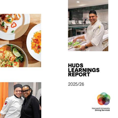 cover image of Learnings Report showing HUDS food and staff
